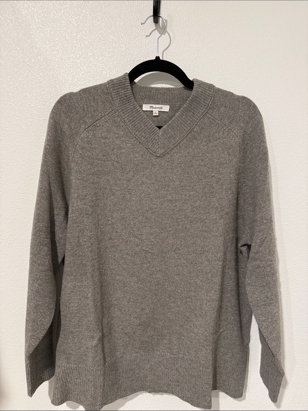 Madewell Heather Gray V-Neck Knit Sweater